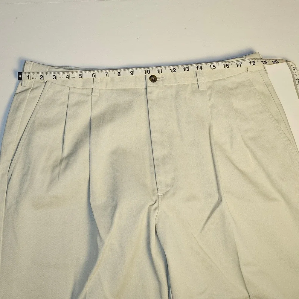 Haggar Mens Pleated Casual Pants Beige‎ Cotton Size 38x28